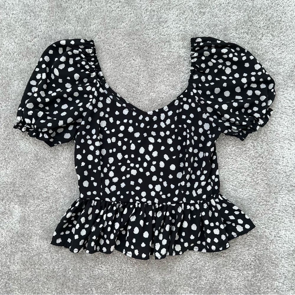 Polka Dot Peplum Blouse